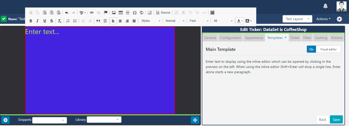 DataSet Ticker Inline Editor